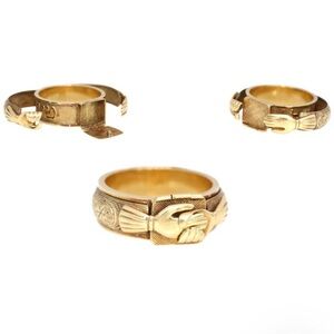 Rare Judaic Engagement Mazal Tov 18 Karat Gold Plated Secret Ring